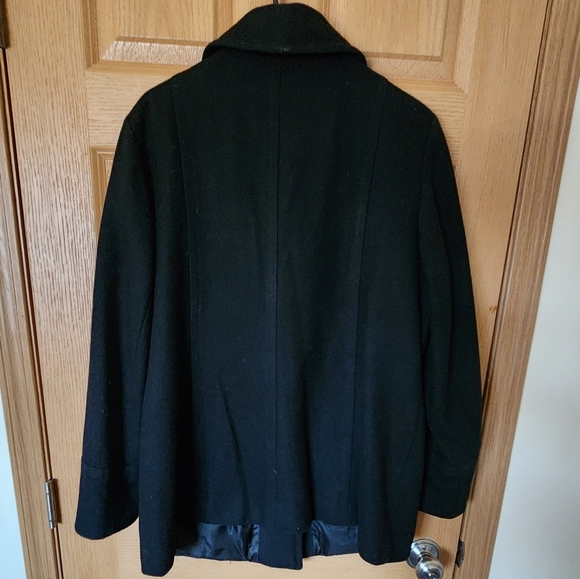 London Fog Black Wool Blend Peacoat, 1X - Picture 4 of 8